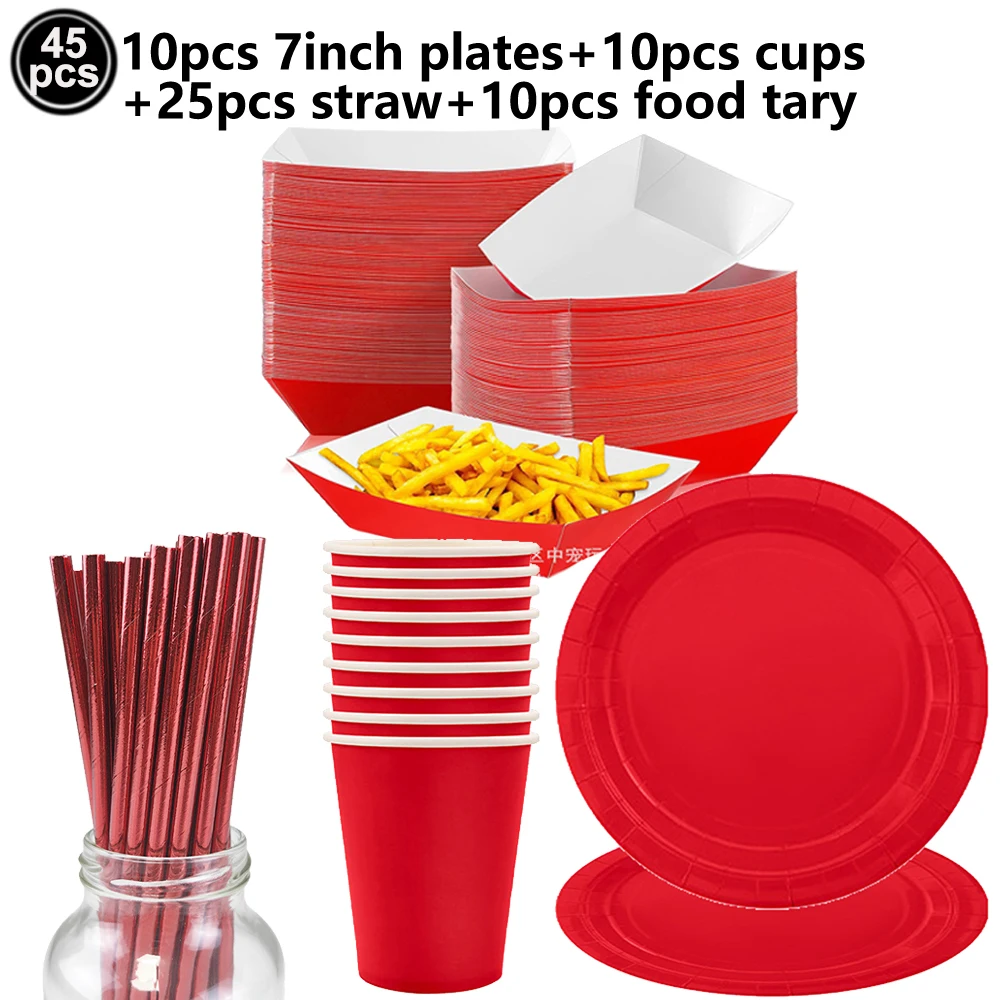 Vibrant Red Party Tableware Set for Celebrations and Events
