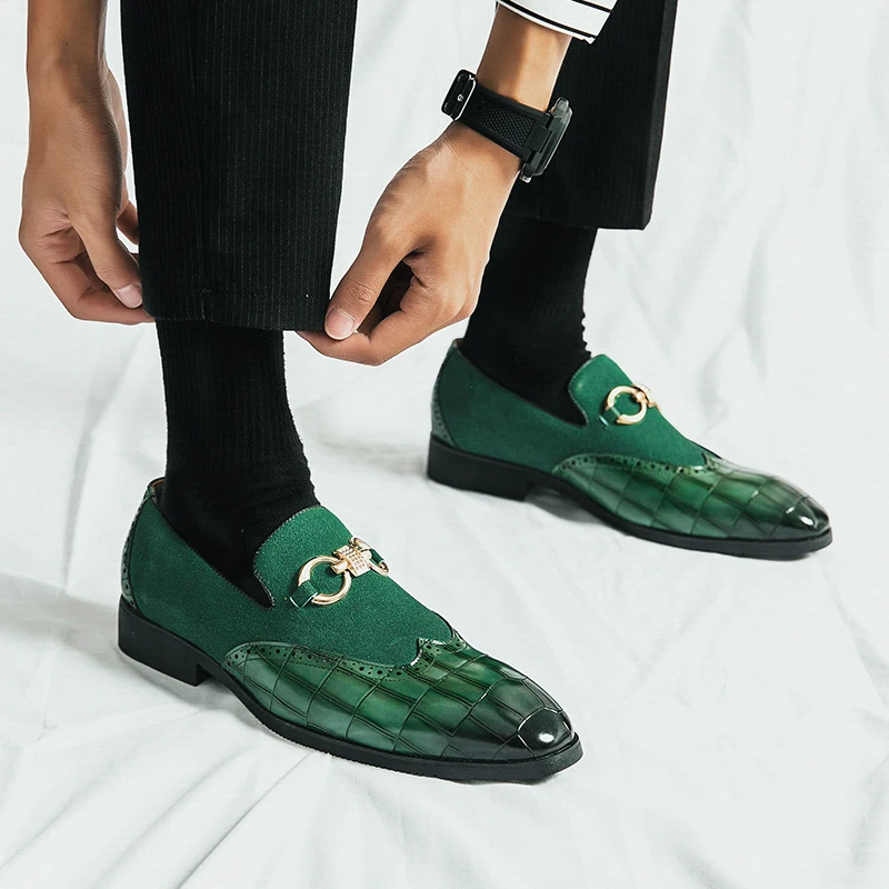 Leather Shoes Autumn Men Slip-on Nubuck Leather Thick Bottom Pointed Toe Fashion Designer Leather Shoes Men Casual