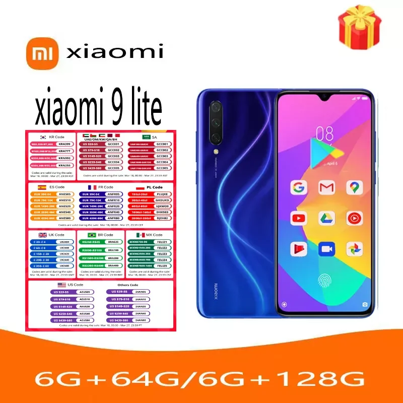 Xiaomi 9 Lite, Fast Charging, Snapdragon 710, 48 MP + 32 MP, 18W, Original smartphone xiaomi mi 8 se celular snapdragon 710 3120 mah fast charging 18w