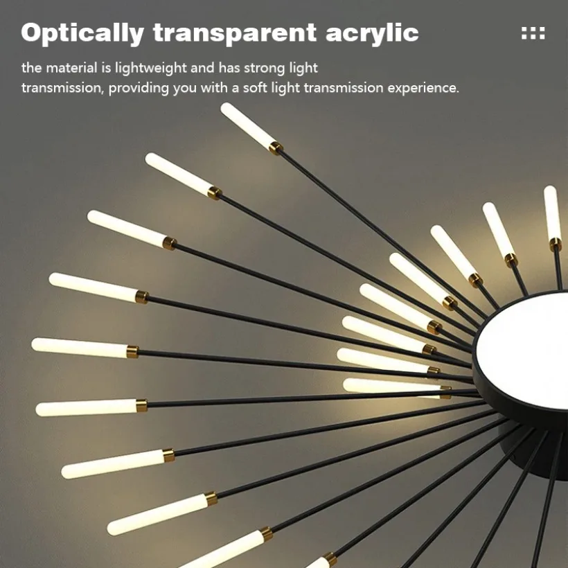 Nordic New LED Ceiling Light Living Room Bedroom Fireworks Home Decoration Ceiling Light Black Gold Kitchen Indoor Lighting