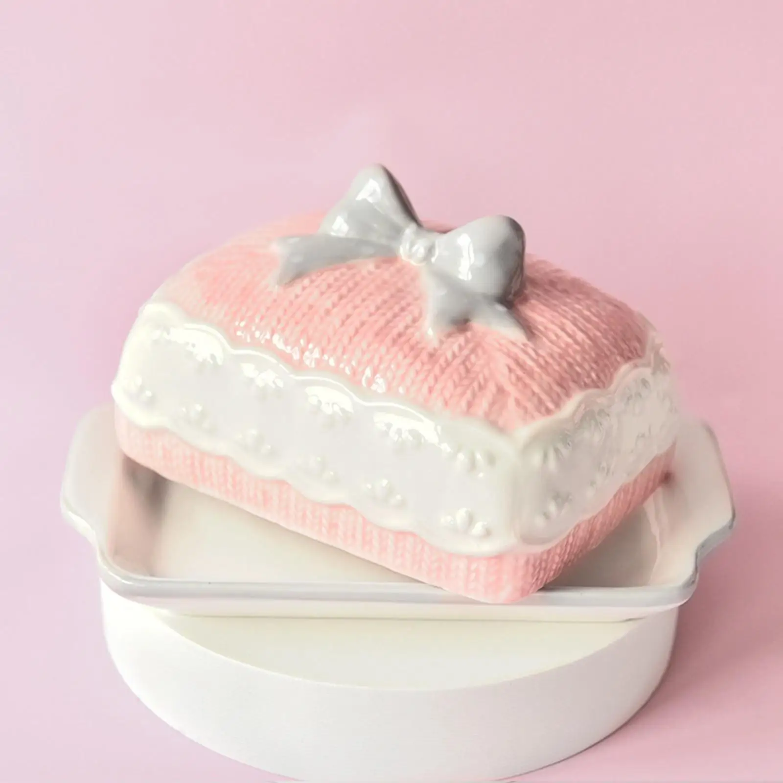 Ceramic Butter Dish Durable Reusable Multifunctional Dessert Plate Butter Keeper for Bar Home Fridge Cake Shop Restaurant