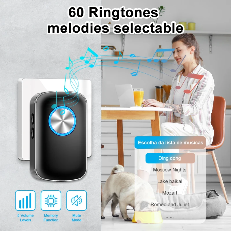SOS Panic Call Button Smart Wireless Doorbell Watch Style Call Button Caregiver Pager Secure Alarm System For Patient Elderly
