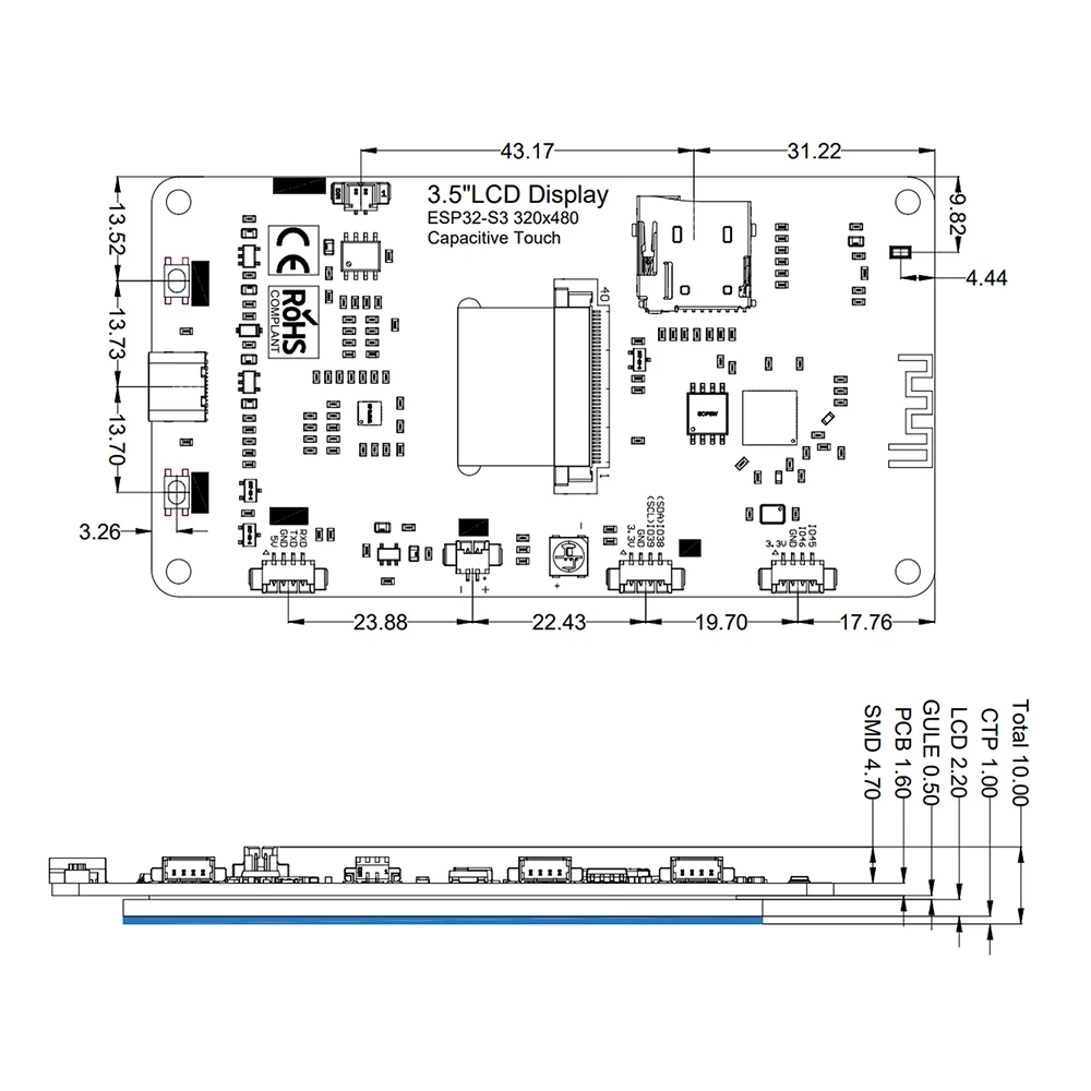 Enhanced Dual-Core Dev Board with 3.5-Inch Touchscreen, Bluetooth, and Wi-Fi for Students & Makers DIY