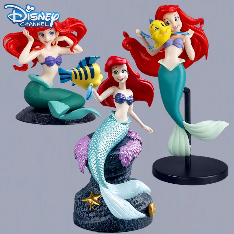 19Cm Disney Anime Sirenetta Ariel Action Figure Toy Ariel The Princess Collection Room Car Cake Decoration Kawaii Kids Gift
