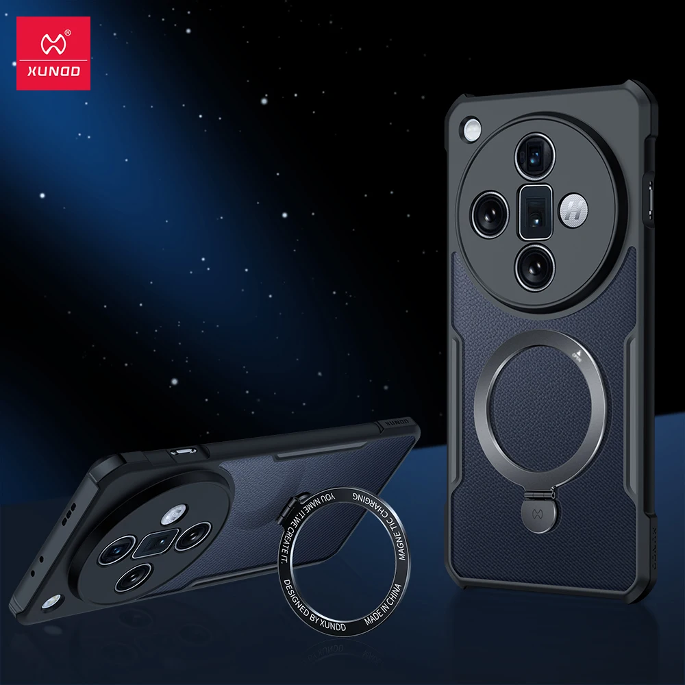 

Xundd для Oppo Find X7 Ultra Ультра чехол Магнитный держатель Чехол роскошные магнитные кольца подставка чехлы для телефонов бампер противоударный защитный чехол