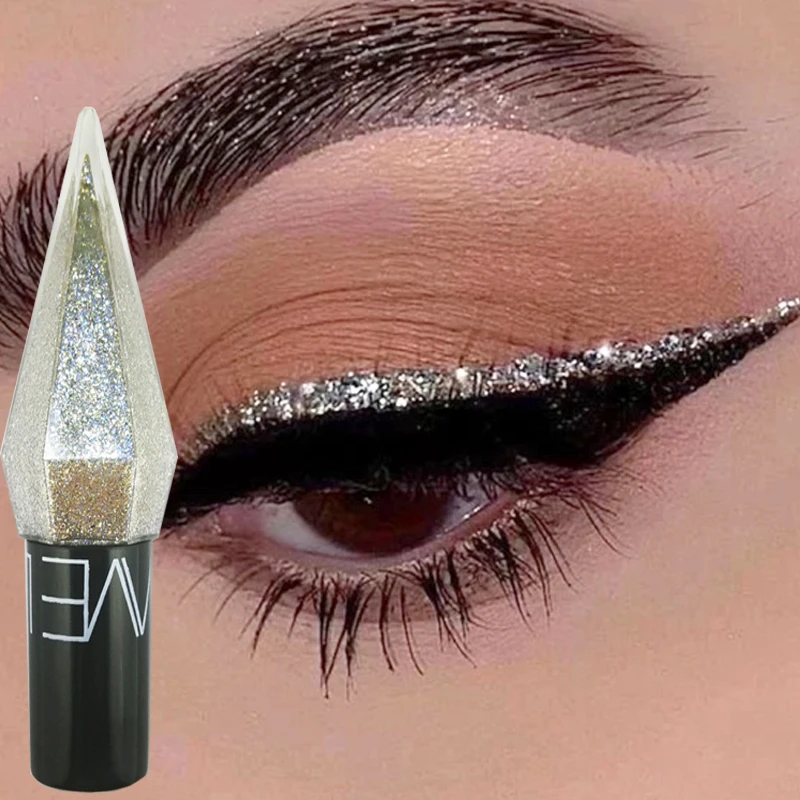 Diamond Glitter Sequins Eyeliners Eye Shadow Shiny Eye Liners Eyeshadow Waterproof MakeUp Beauty for Women Cosmetics Silver Rose