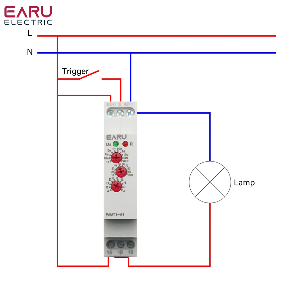 12-240V AC DC Din Rail Type 0.1 second -10 days Time Delay Relay 16A 250VAC Multifunction Timer Relay with 10 Function Choices