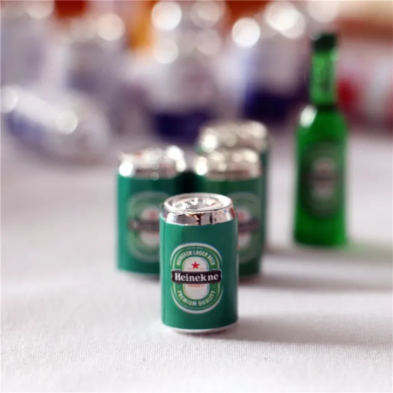 Kitchen Toy Set 1/12 Dollhouse Mini Soda Beer Cans Miniature Food Play Scene DIY Manual Model