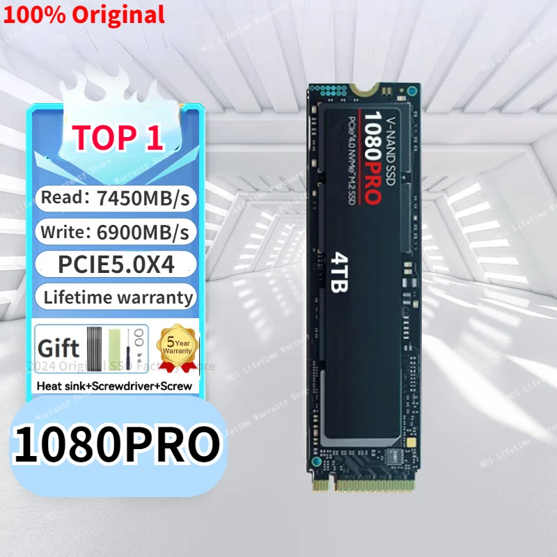 

SSD 7450MB/s 1080PRO NVMe M.2 2280 4TB 2TB 1TB Internal Solid State Hard Disk PCIe4.0x4 2280 SSD Drive For Desktop PC Laptop PS5