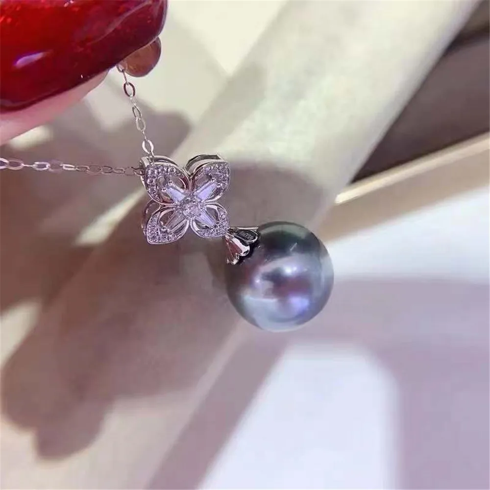 

DIY Pearl Accessories S925 Sterling Silver Pendant Empty Holder K Gold Jade Necklace Pendant with 9-12mm Beads