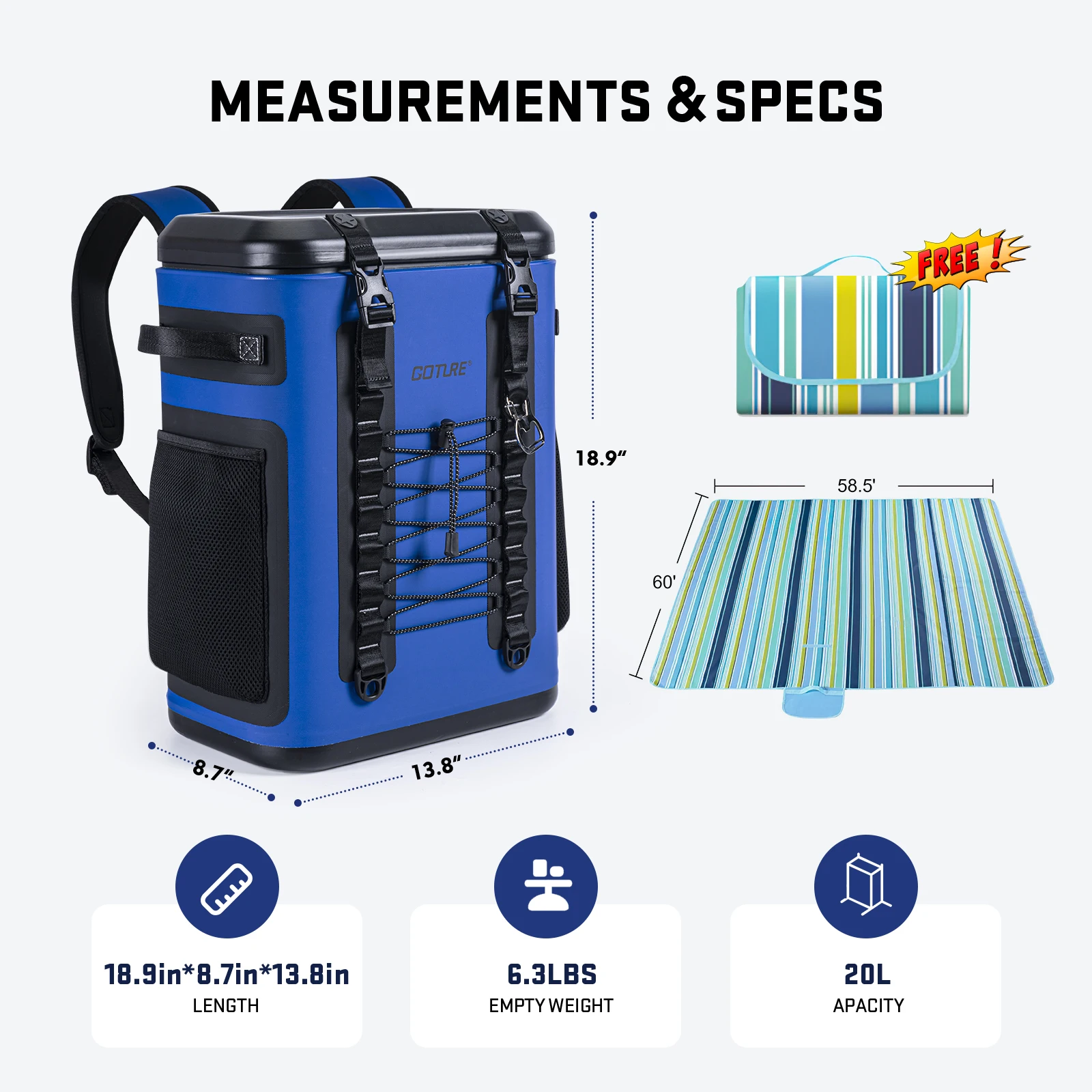 Goture 20L Cooler Backpack 3 Layers Waterproof Insulated TPU Cooler Bag for  Camping Fishing and Traveling 35*22*48cm - AliExpress