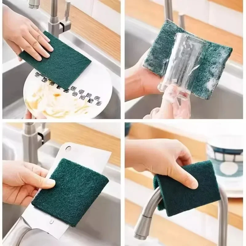 10/20/30PCS Scrub Pads Household Kitchen Oil Removal Dishwashing Pot Pads Scratch Free Multipurpose Reusable Cleaning Dishrag