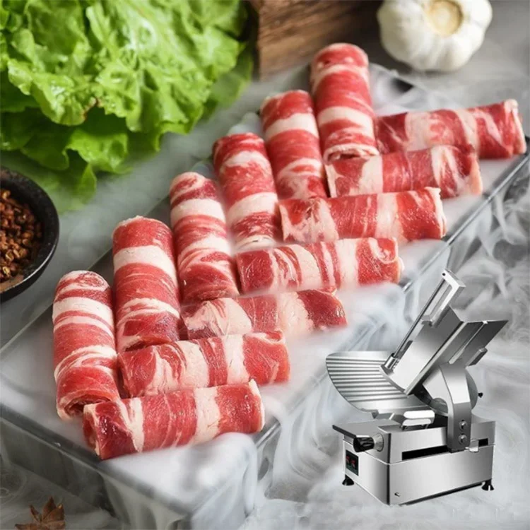 Restaurant automatic frozen meat slicer hot pot mutton beef roll cutter machine cheese sausage bacon slicer cutter machine price 3