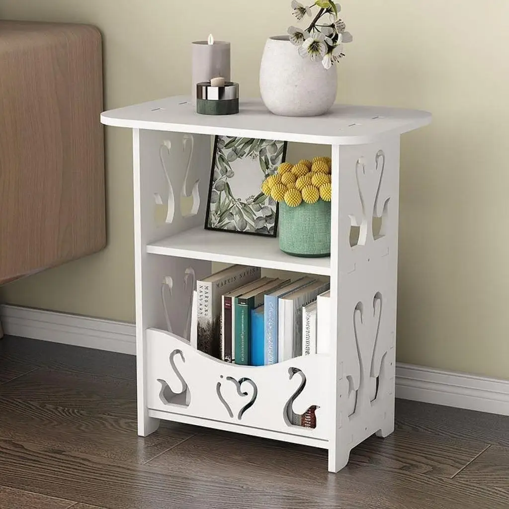 End Table, Small Bedside Table with Storage, Modern Nightstand, Side Table, for Living Room, Bedroom, White
