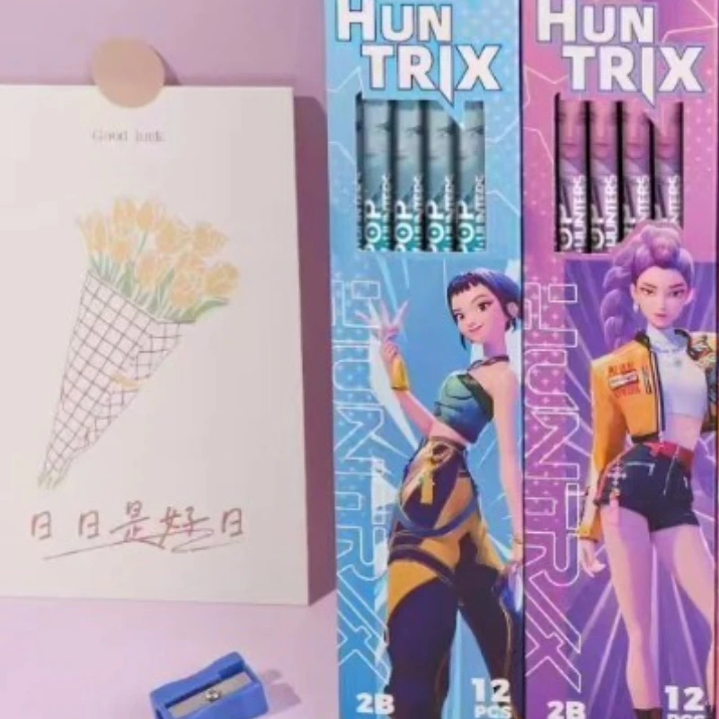 Anime pencils KPop Demon Hunters Rumi Mira Zoey Anime-style Pencils Anime Merch Cute Cartoon Writing Stationery Set for Elementary Students