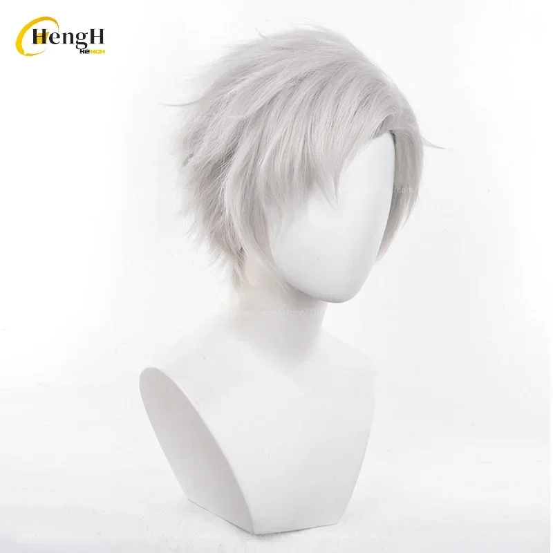 High Quality Anime Sylus Synthetic Hair 30cm Silver Grey Wig And