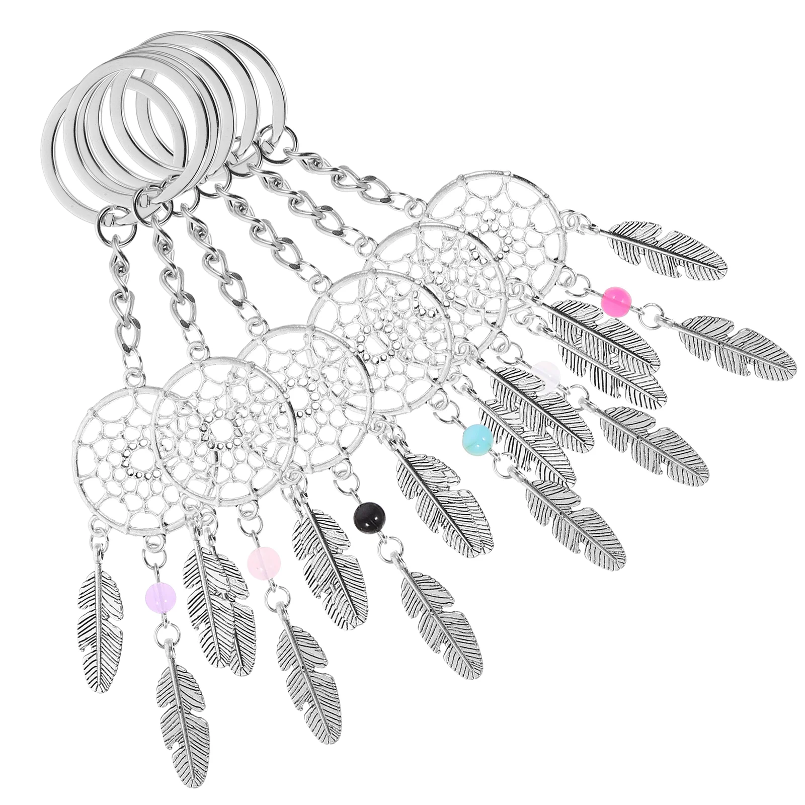 

6 Pcs Dream Catcher Keychain Ring Keyring Pendants Accessories Dreamcatcher Alloy