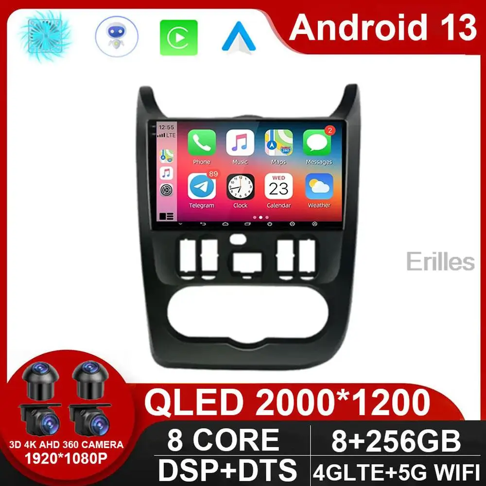 

Android 13 For Renault Logan Sandero 2009-2015 For Lada Largus Lergus 2012-2020 For Dacia Duster 2010-2017 Car Radio Multimedia