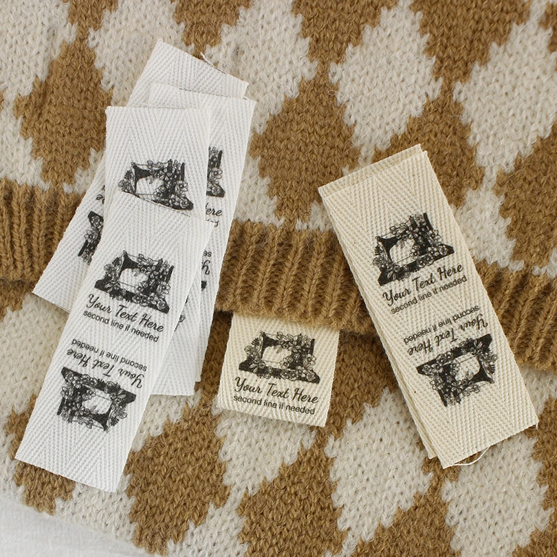 Sew Twill Labels, Sewing Machine, Logo Labels, Sew Accessori, Ribbon Label,  Custom Fabric Label, Labels for Clothes(xw3526)