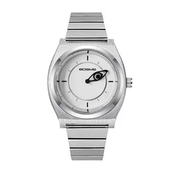 Vintage Stained Glass Dial Men's Quartz Wristwatch - Minimalist Stainless Steel Band, Fashion Casual & Waterproof Design (Silver)