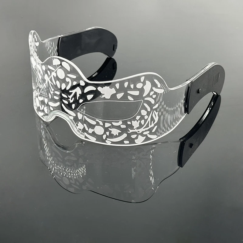 LED-Technologie-Brille, cooles Konzert, DJ-Zubehör, bunte leuchtende futuristische transparente Brille, bunte Roboter-Stern-LED-Brille – Detail 19