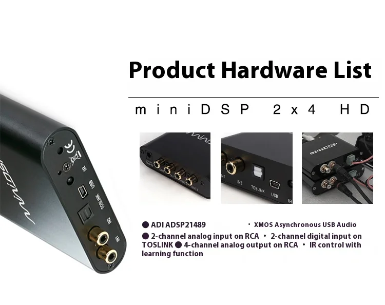 MiniDSP 2×4 HD Digital Signal Processor Mélyládákhoz, DAC, Szoba EQ