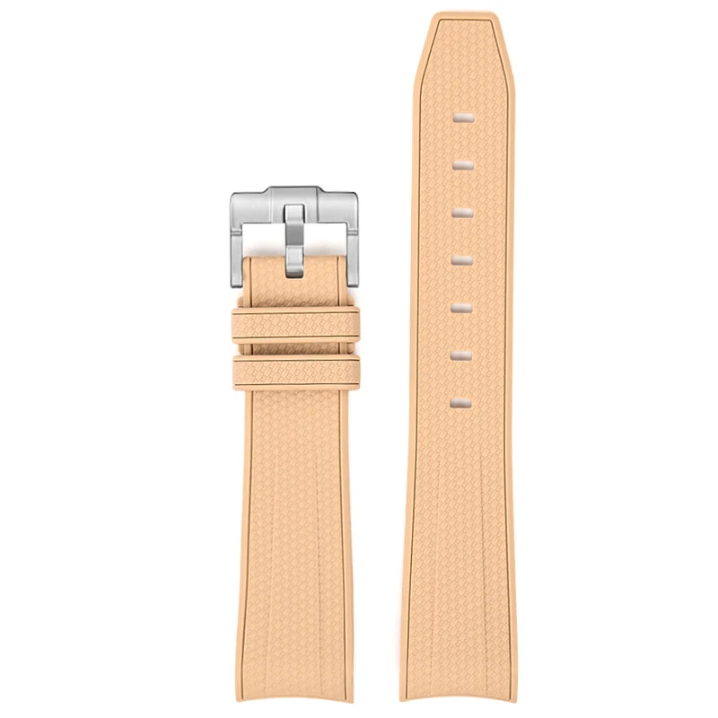 Diving Curved End Silicone Rubber Watch Strap, 20mm