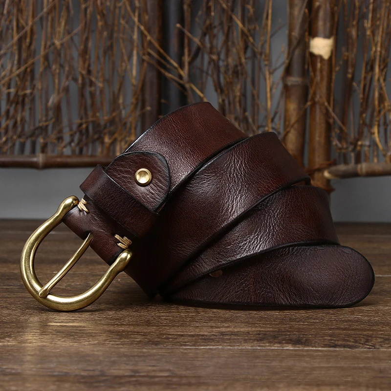 3.8CM Men High Quality Genuine Leather Belt Luxury Designer Belts Pure Cowskin Fashion Waistband Strap Male Jeans for Man Cowboy
