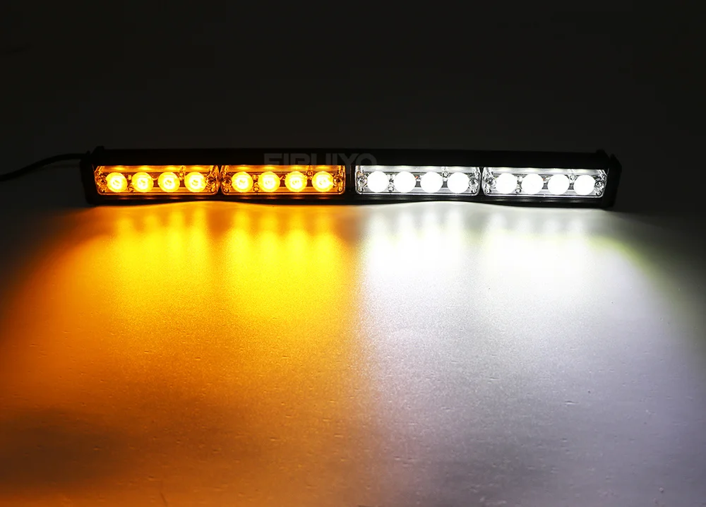 Police Signal Light 16 LED Traffic Adviser Car Emergency Warning Strobe Lights Bar Yellow White Vehicle Flashing Lamp 26 Modes