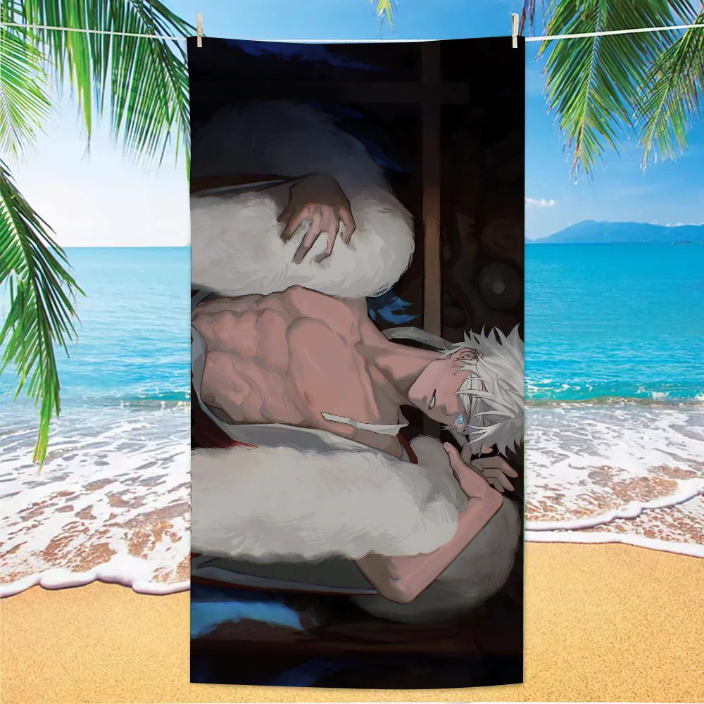 1PC Gojou Satoru Jujutsu Kaisen Anime Towel Microfiber Beach Towel Quick Dry Kids Beach Blanket Soft Unisex Camping Pool Towel 6