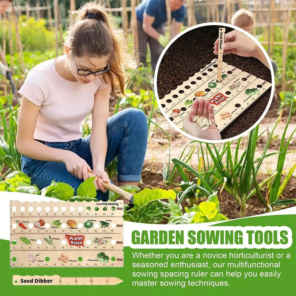 

Multifunctional Planting Ruler Garden Ruler With Holes Wood Spacing Plants Seed Planting Garden Precise Ruler Planting Tool P3I1