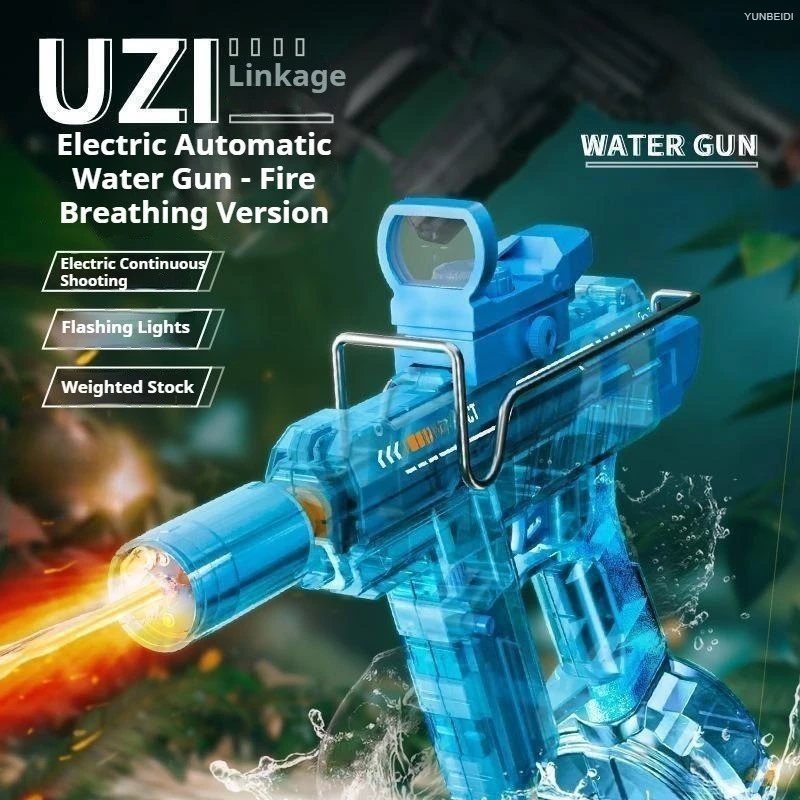 UZI/MK3 With Lights Cool Electric Continuous Firing And Reloading Summer Play Kid’s Adult Toy Water Gun_voghion.com