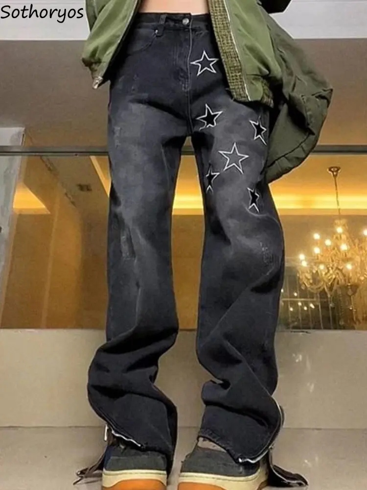 

Женские джинсы свободного кроя, ежедневный стиль Y2k, удобные модные Универсальные нашивки в Корейском стиле на молнии для студентов, повседневные уличные нашивки