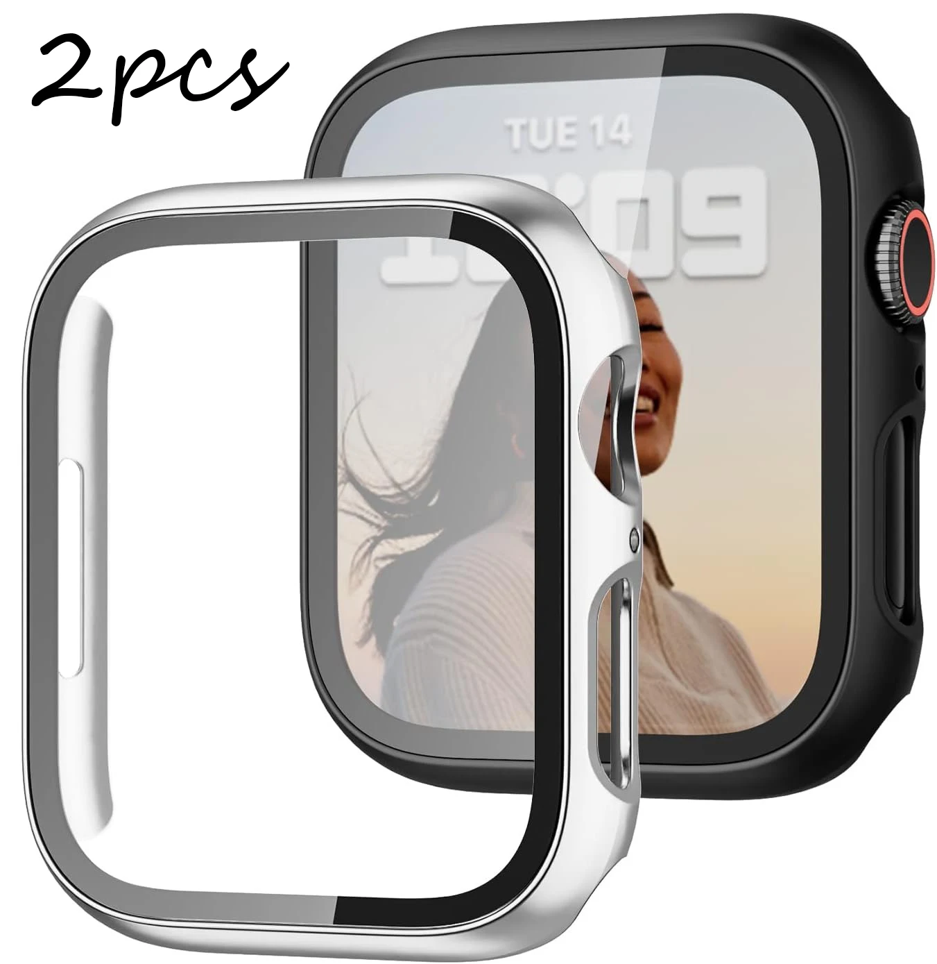 2-Pack Durable Shockproof Case with Tempered Glass Screen Protector