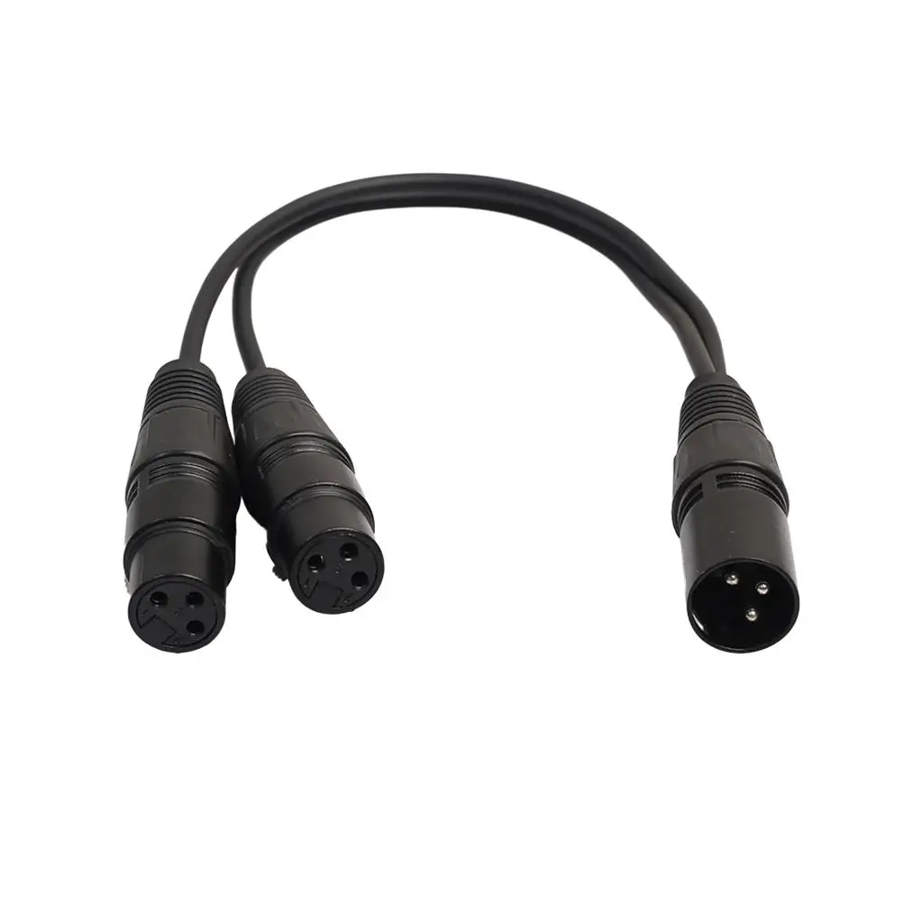 XLR Y-Splitter Cable, 3Pin Male Plug To Dual 2 Female Microphone Cable 1ft