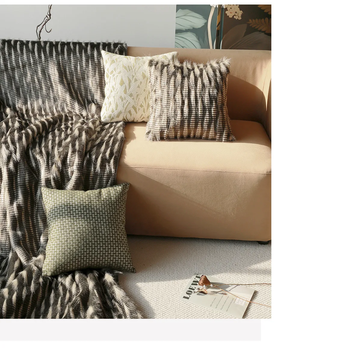Jacquard-Plüschfell-Chenille-Kissenbezüge, moderne, weiche, luxuriöse, dekorative Kissenhüllen für Sofa, Bett, Wohnzimmer, Heimdekoration – Detail 7