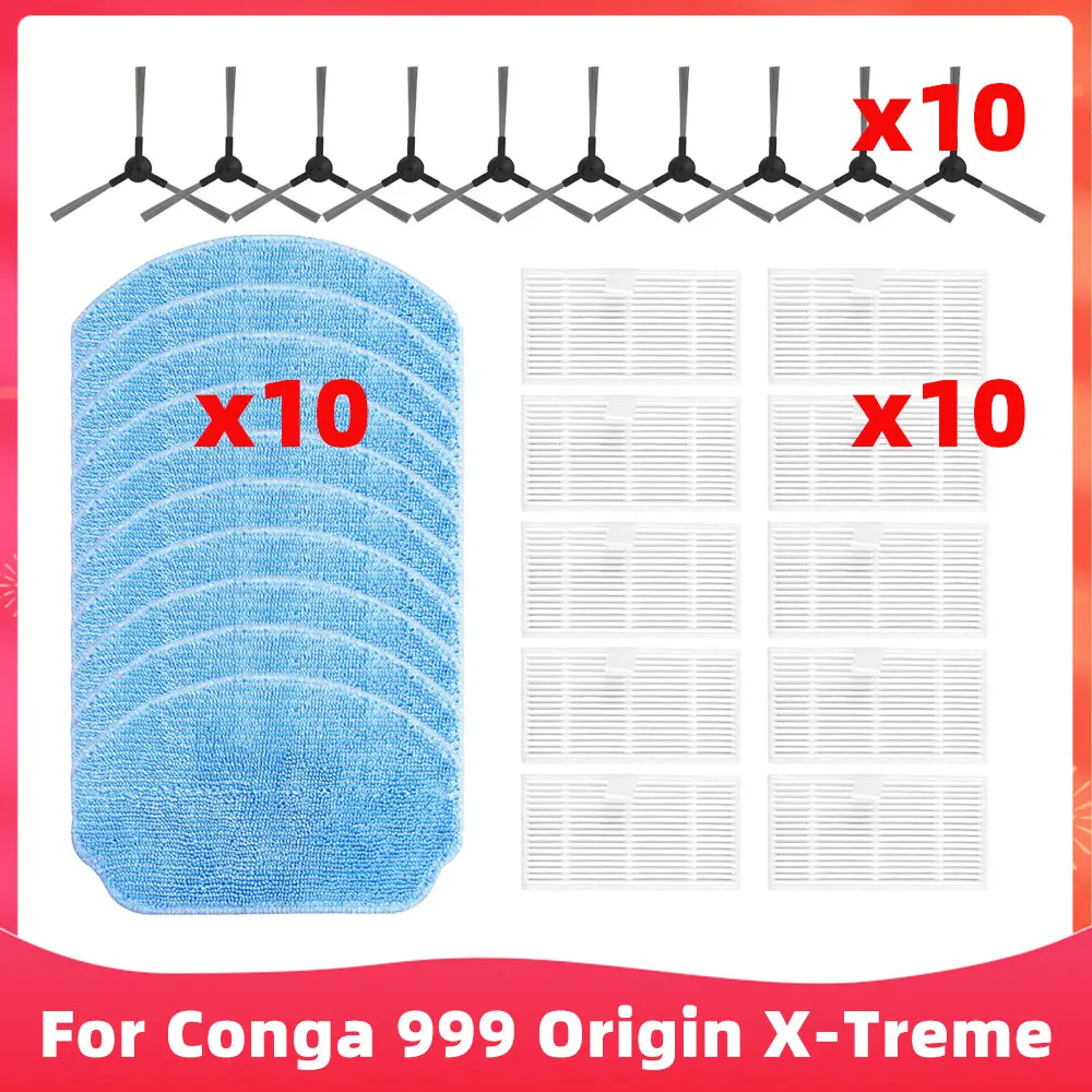 For Conga 999 Origin X-Treme Robotic Vacuum Cleaner Side Brush Hepa Filter  Mop Cloths Rubber Bar Suction Scraper Spare Part - AliExpress