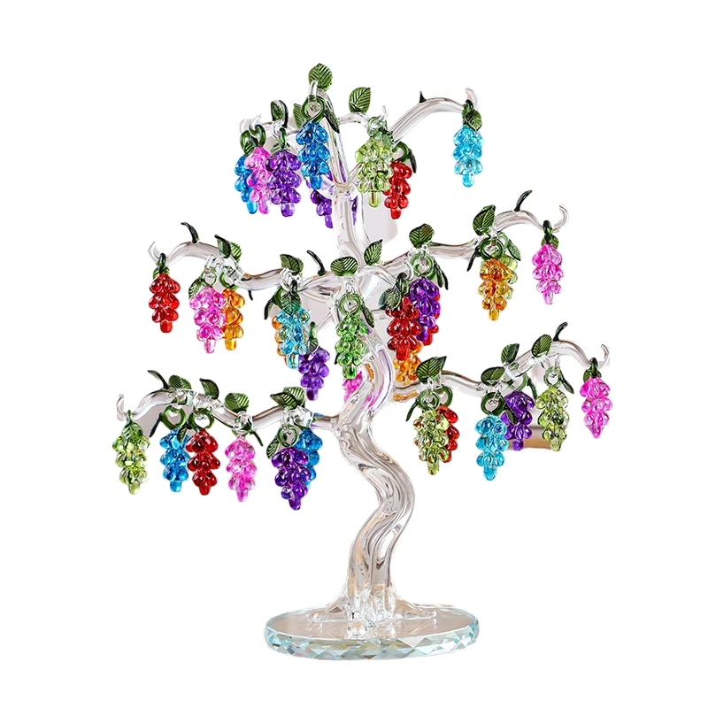 Details about   Crystal Clear Grape Tree Hanging Ornaments Fengshui Craft Crystal 