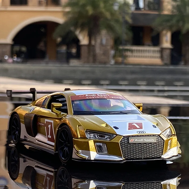 1:32 AUDI R8 Le Mans Alloy Racing Car Model Diecast & Toy Vehicles Metal Toy Car Model Sound and Light Collection Toy Gift 4