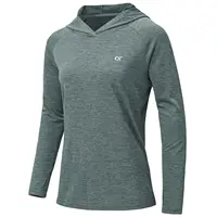 Women's UPF 50+ Long Sleeve Casual Hoodie Shirts, Rash Guard Solid Color Tops Lightweight Breathable Pullover Outdoor Sports 2