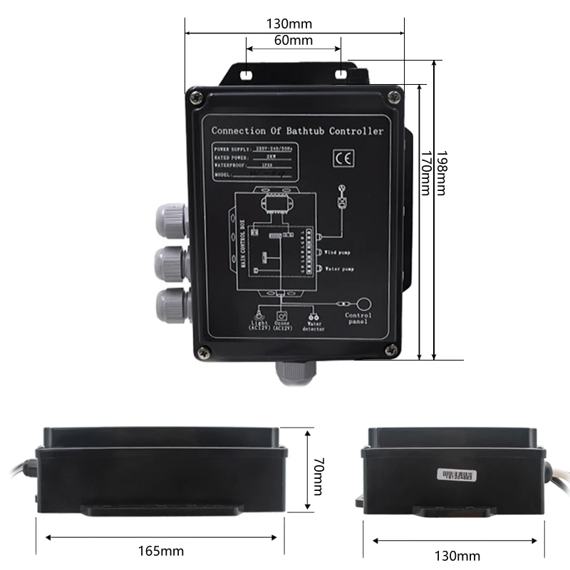 AC220V Massage Bathtub Controller SPA Bathtub Control Panel Induction Screen Air Bubble/Surfing Massage/Therapy Light Control