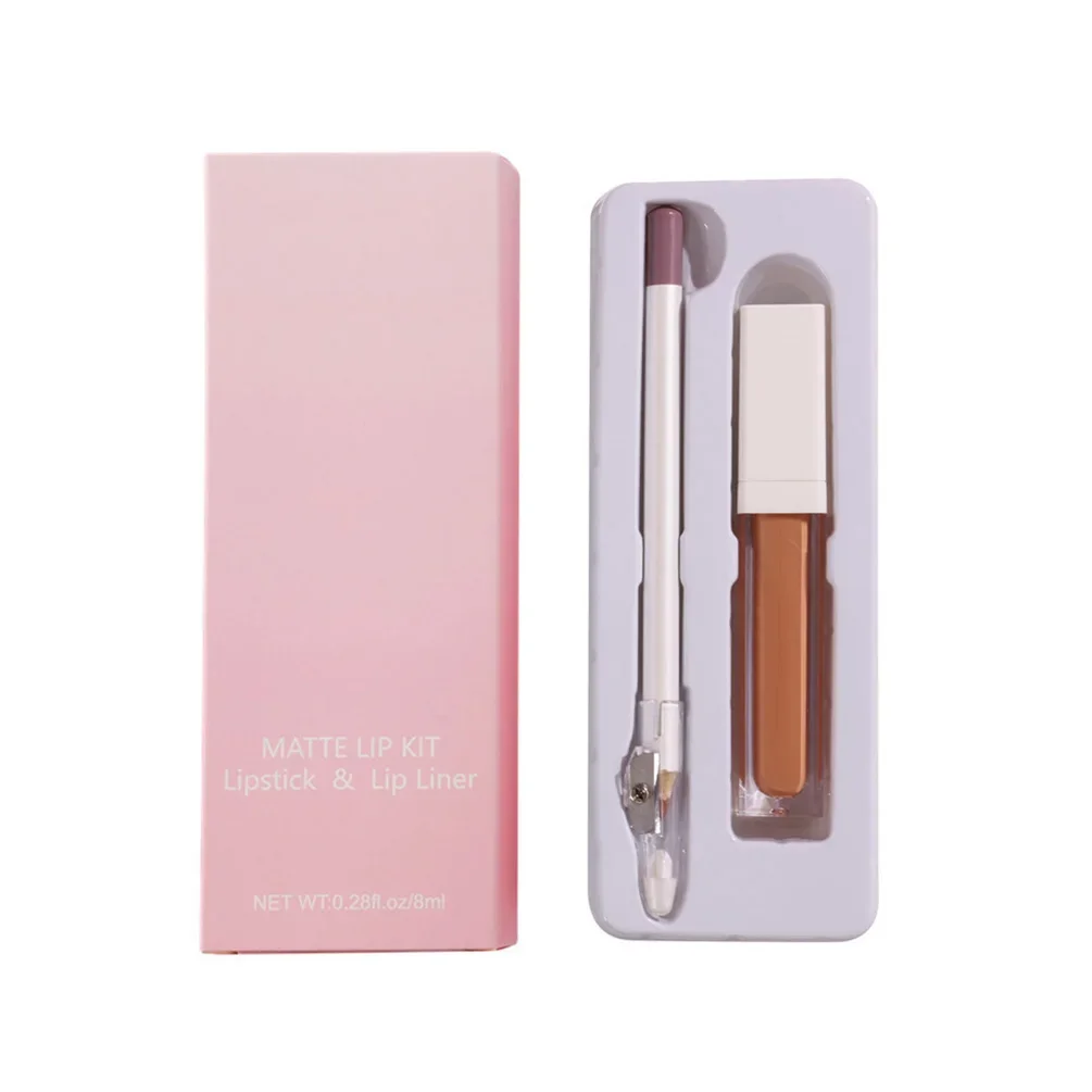 

21 Color Square Tube White Head Lip Gloss Lipliner with Pencil Sharpener Set Private Label Cosmetics Makeup