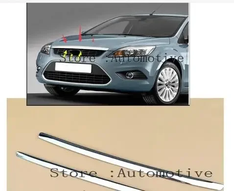 

For Ford Focus 2009-2013 ABS Chrome Front Grills Decorative Cover Frame Trim Grilles Decoration Strip Moldings 1PCS