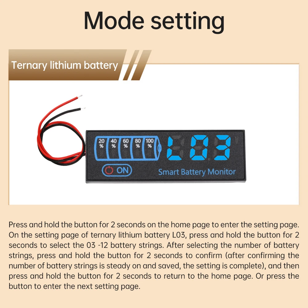 DC 7-55V Acid/Lithium Universal Battery Charge Indicator Board LED D isplay Indicator Voltage Charge Indicator 20MA with Alarm 4