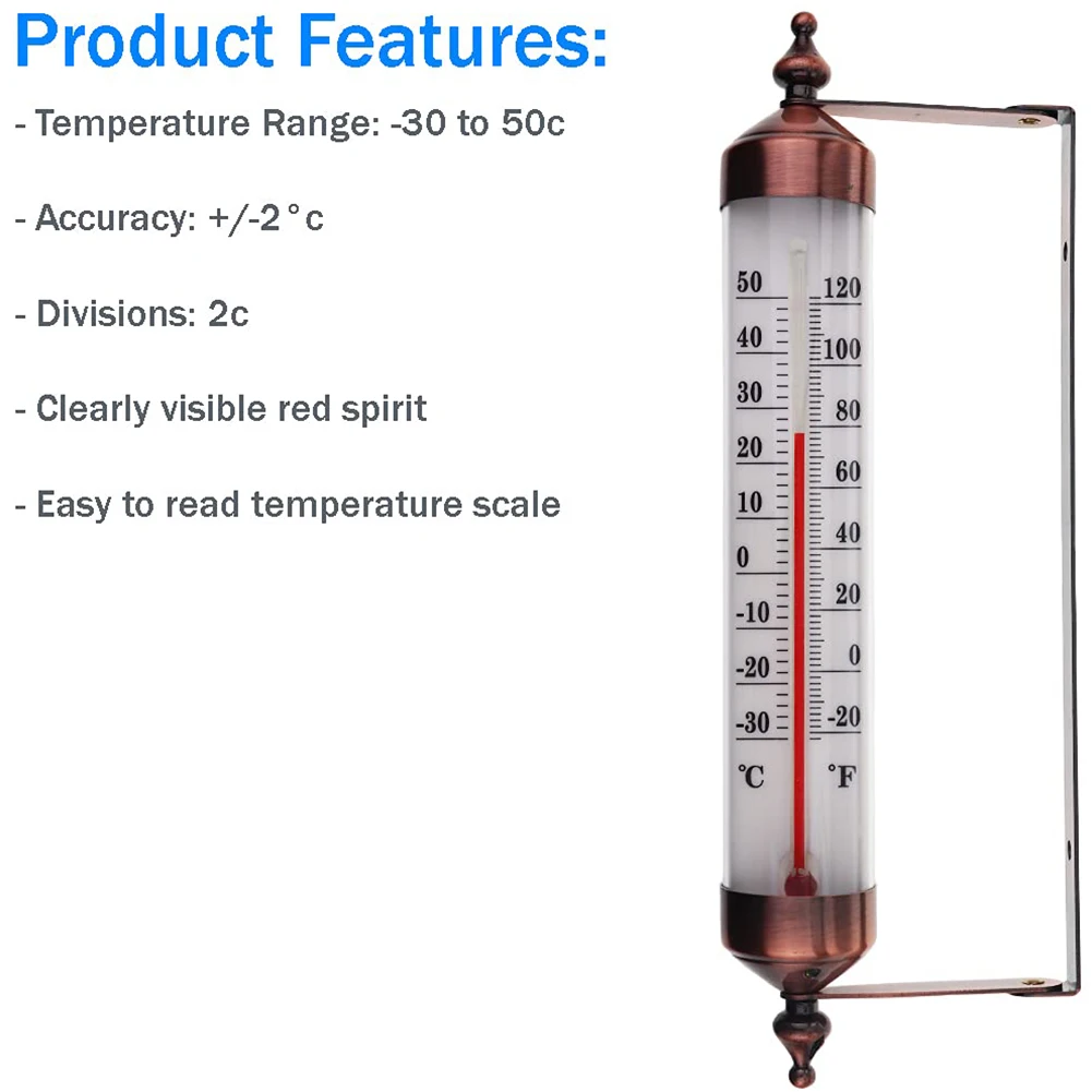 Outdoor Thermometer Hanging High Accuracy Thermometer For Garden Patio Outside Wall Greenhouse Sun Terrace Measurement Tool