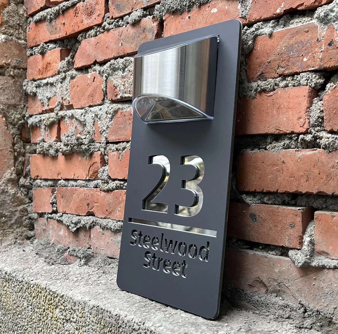 House number signs door signs house wall plaques personalised exterior solar house number sign LED light house plaque 3D laser cutting street family name door sign