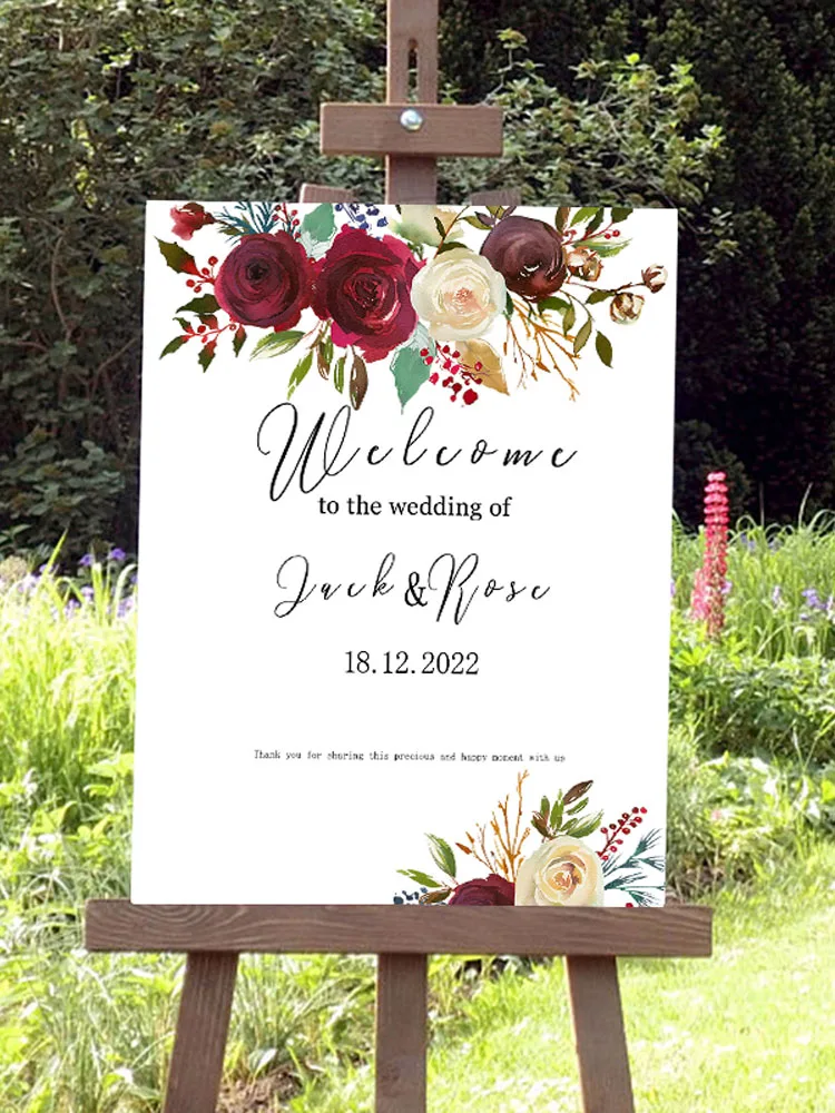 Personalized pink welcome to our wedding sign canvas any text mr and mrs name birthday party decor
