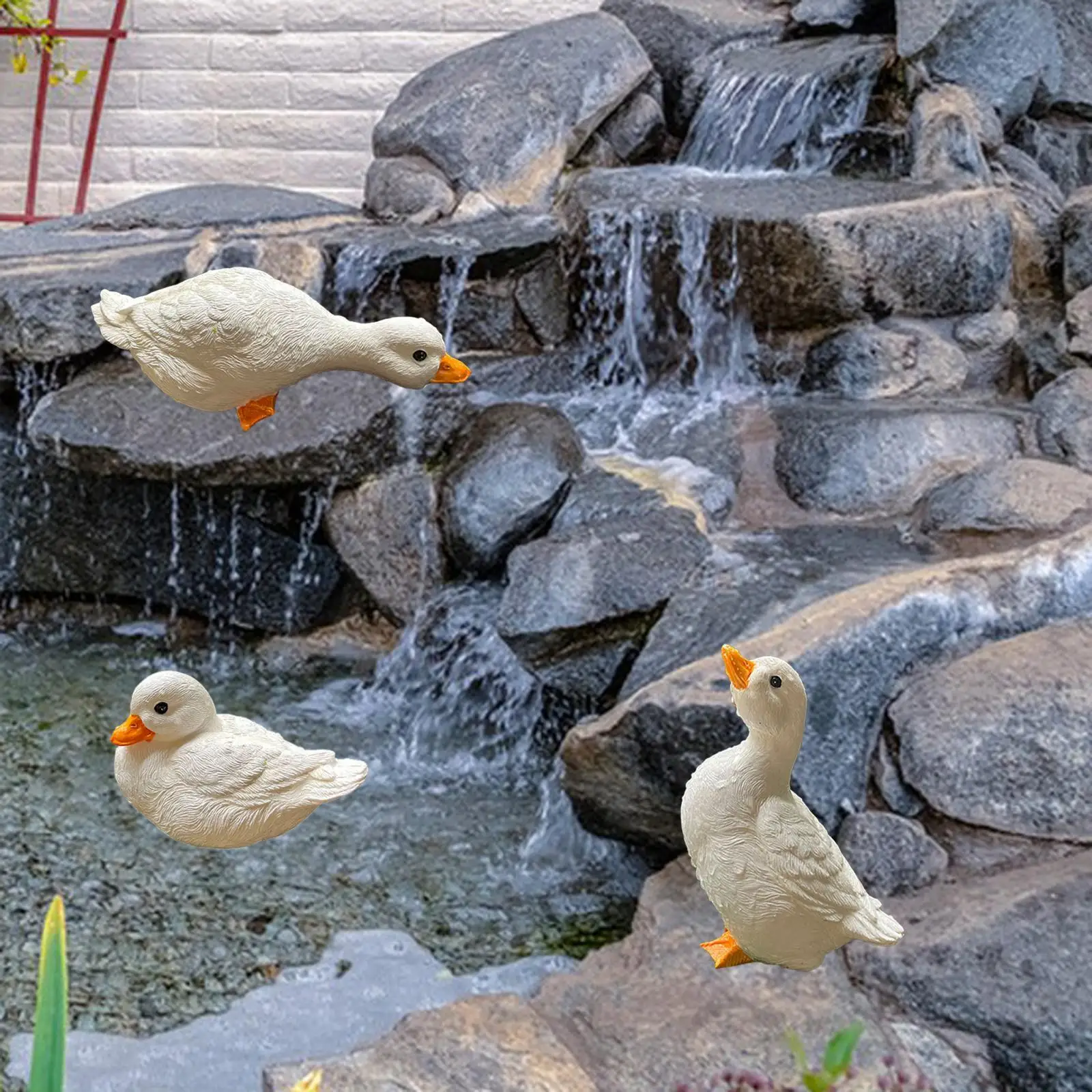 

3 Pieces Resin Statues Duck Statues Home Decor for Office Fish Tank Lawn