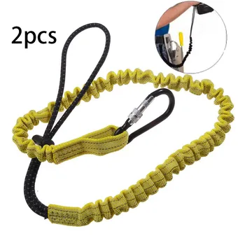Safety Bungee Tether Tool Lanyard With Carabiner Hook Climbing Working Anti-Falling Safety Rope Aerial Work Climbing Accessories