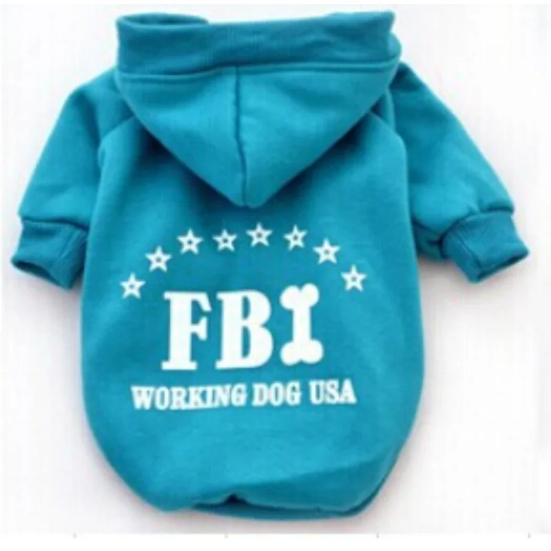 Cool Fashion Autumn/winter FBI Sweater Cheap Dog Jacket Clothes Supplies Pet Products Solid Hoodie Letter